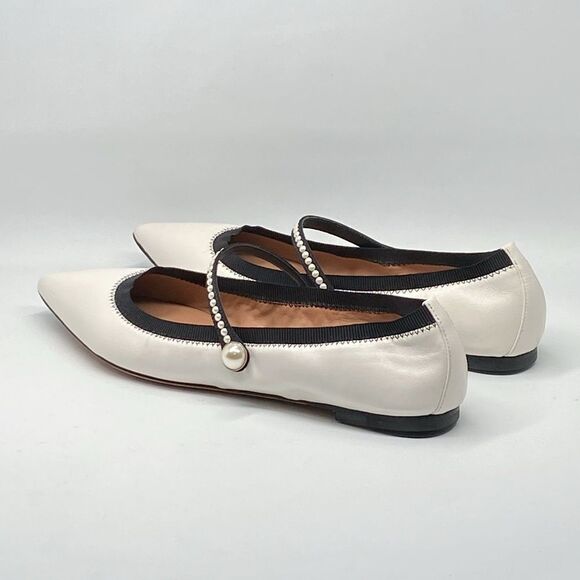 Aquazzura Romy Pearl-Embellished Flats size 38.5 - Picture 10 of 14